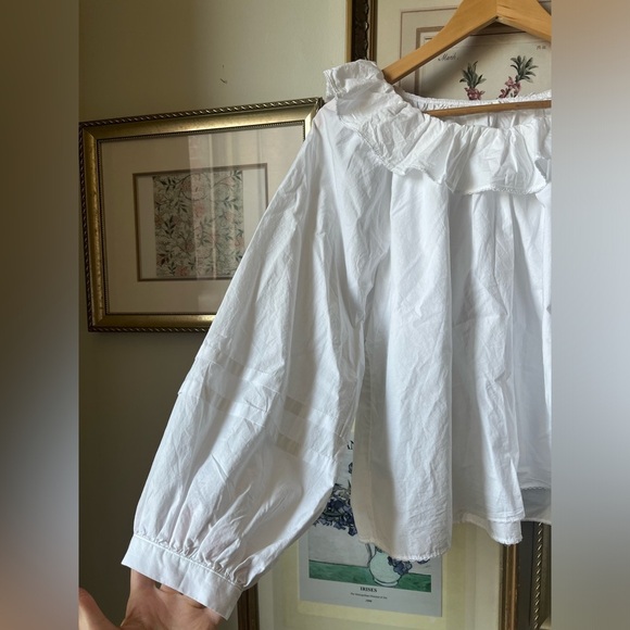 Wilfred Aritzia Verbena Poplin White Frill Collar Long Sleeve Top Blouse XS - Picture 8 of 13